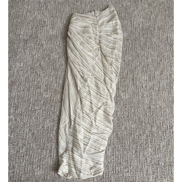 House of CB Linen Blend Striped Ruched Maxi Skirt Ivory Size XS - Picture 4 of 8